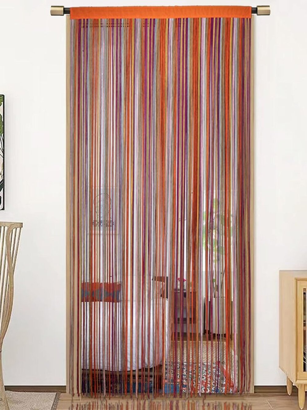 Door String Fringe Boho Dense Curtain For Room Divider 39"W × 110"L